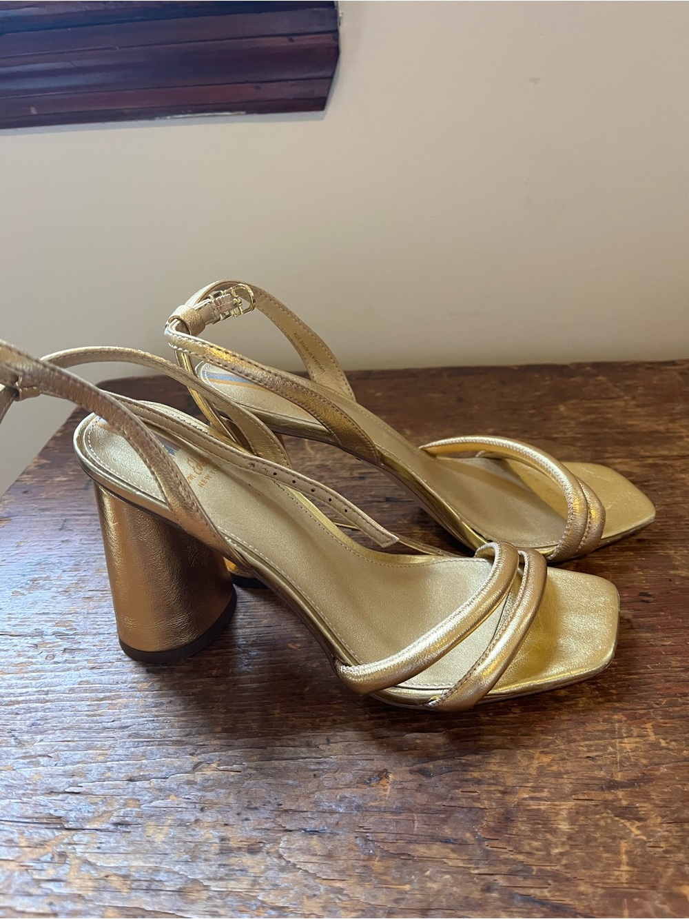 Sam Edelman Gold Strappy Block Heel Sandals - Women